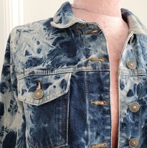 Acid Wash Shibori‎ Jean Denim Jacket Helium Size S